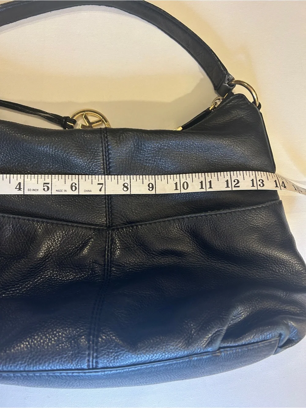 Michael Kors Black Pebbled Leather Hobo Shoulder Bag Gold Hardware Large Purse